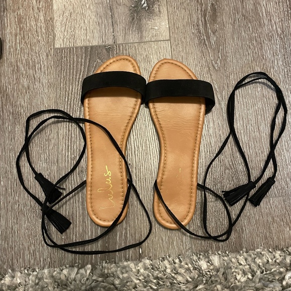 Lulu's tie up sandals, black - Picture 1 of 1